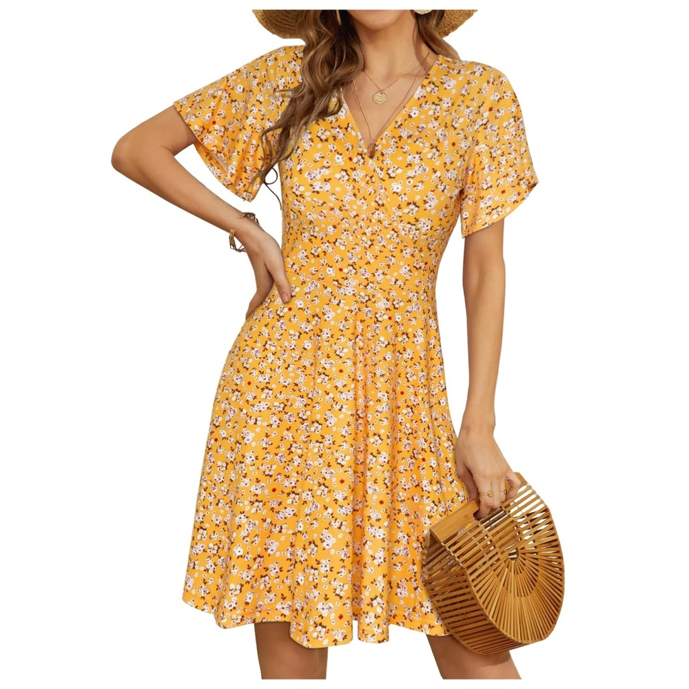 💛UVN • Faux Wrap Summer Dress
